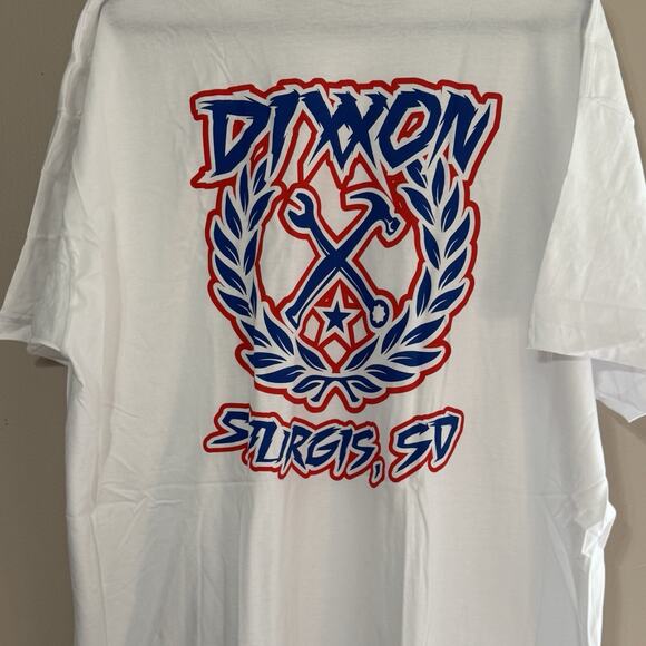 Dixxon Mens T Shirt Size 3X Short Sleeve White Red Blue Graphic Sturgis SD - Picture 5 of 8